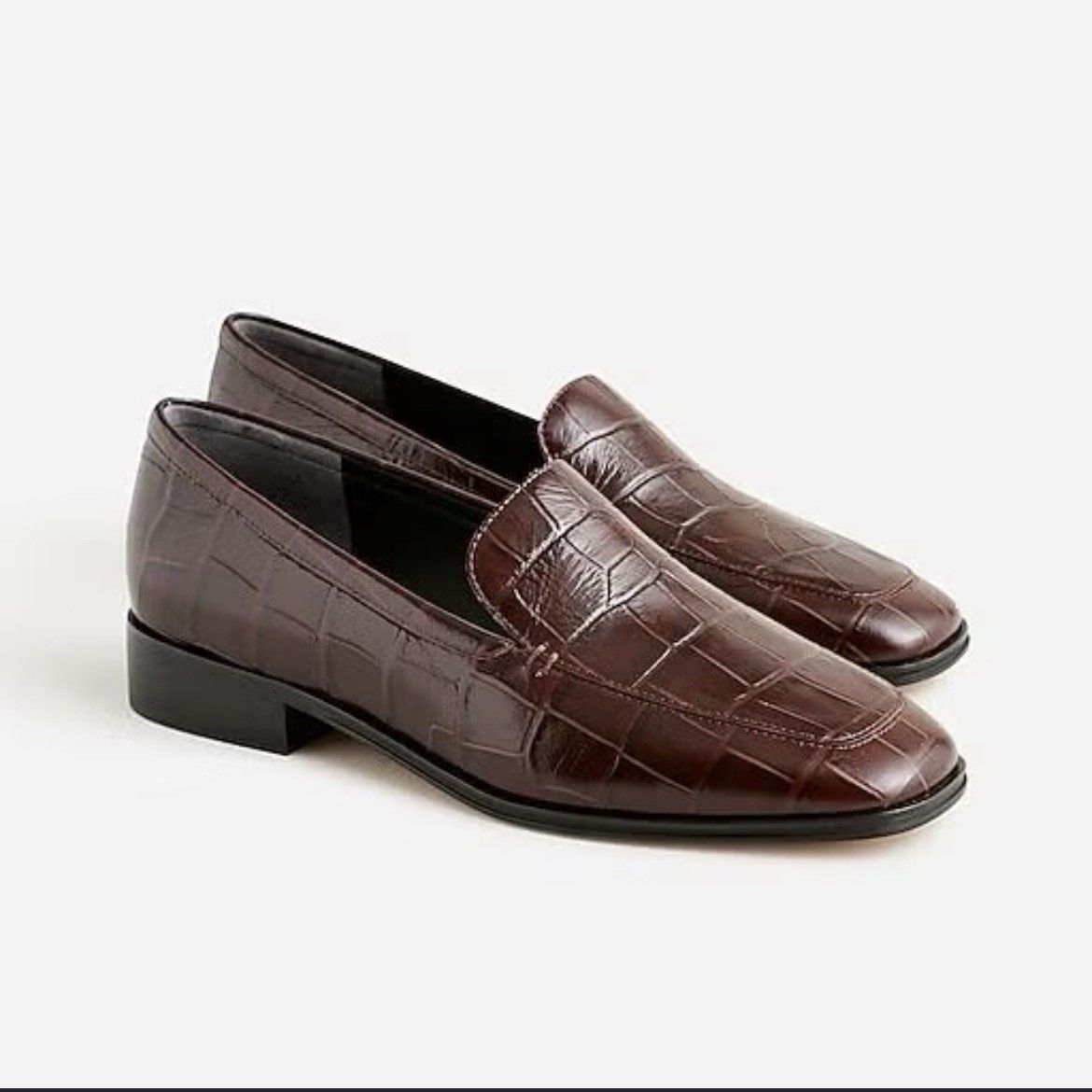J. Crew || Maison Loafers In Croc-Embossed Italian Leather Brown